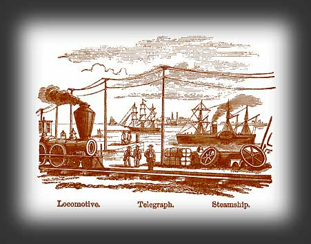 Telegraph, locomotive, steamship